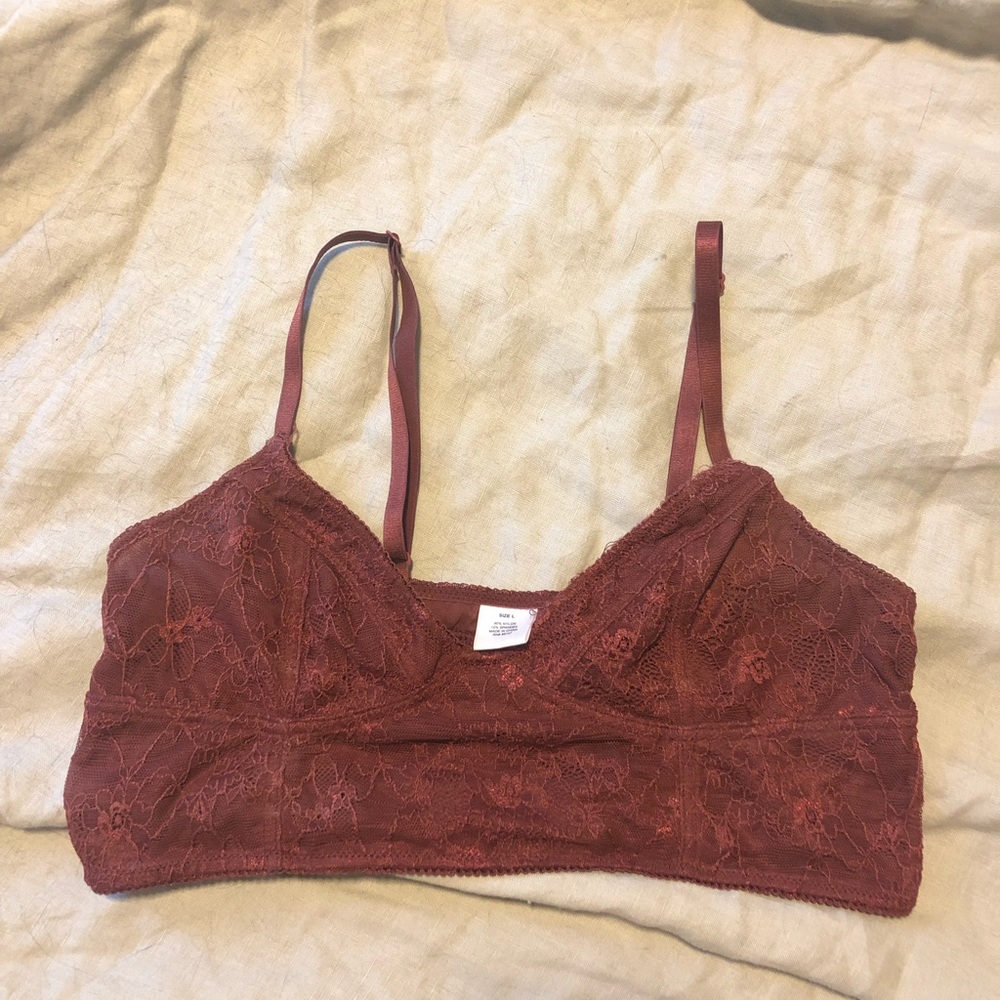 Burgundy lace bralette